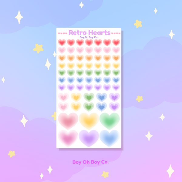 Holographic Retro Hearts Sticker Sheet