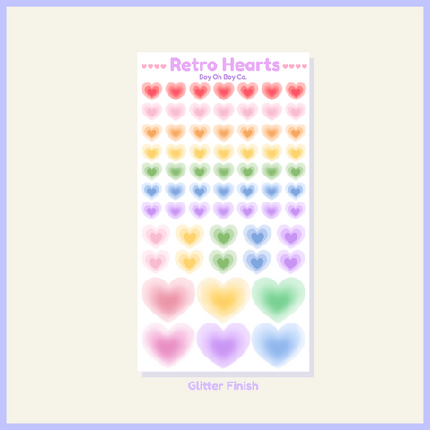 Holographic Retro Hearts Sticker Sheet