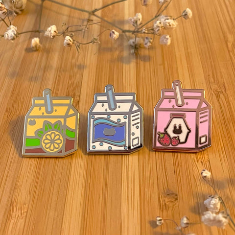 Carton Drinks Enamel Pins